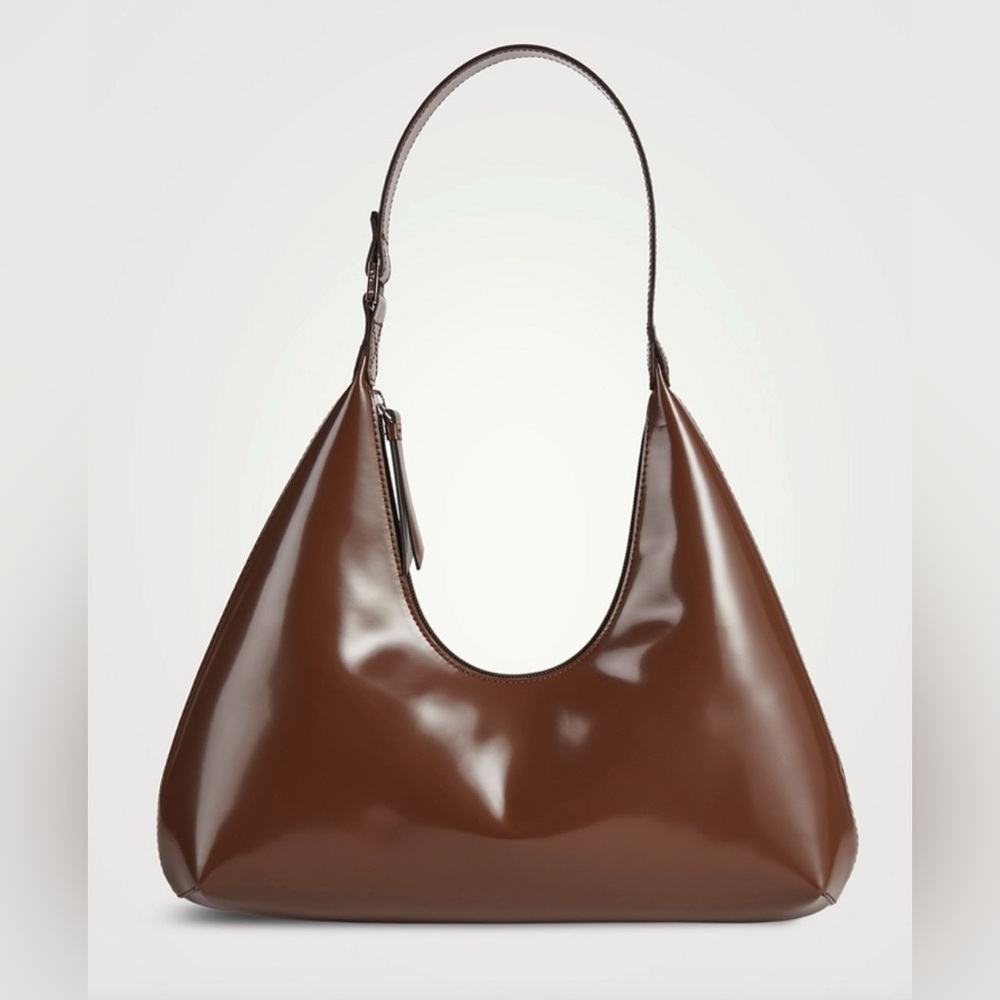 Amber semi patent leather shoulder bag